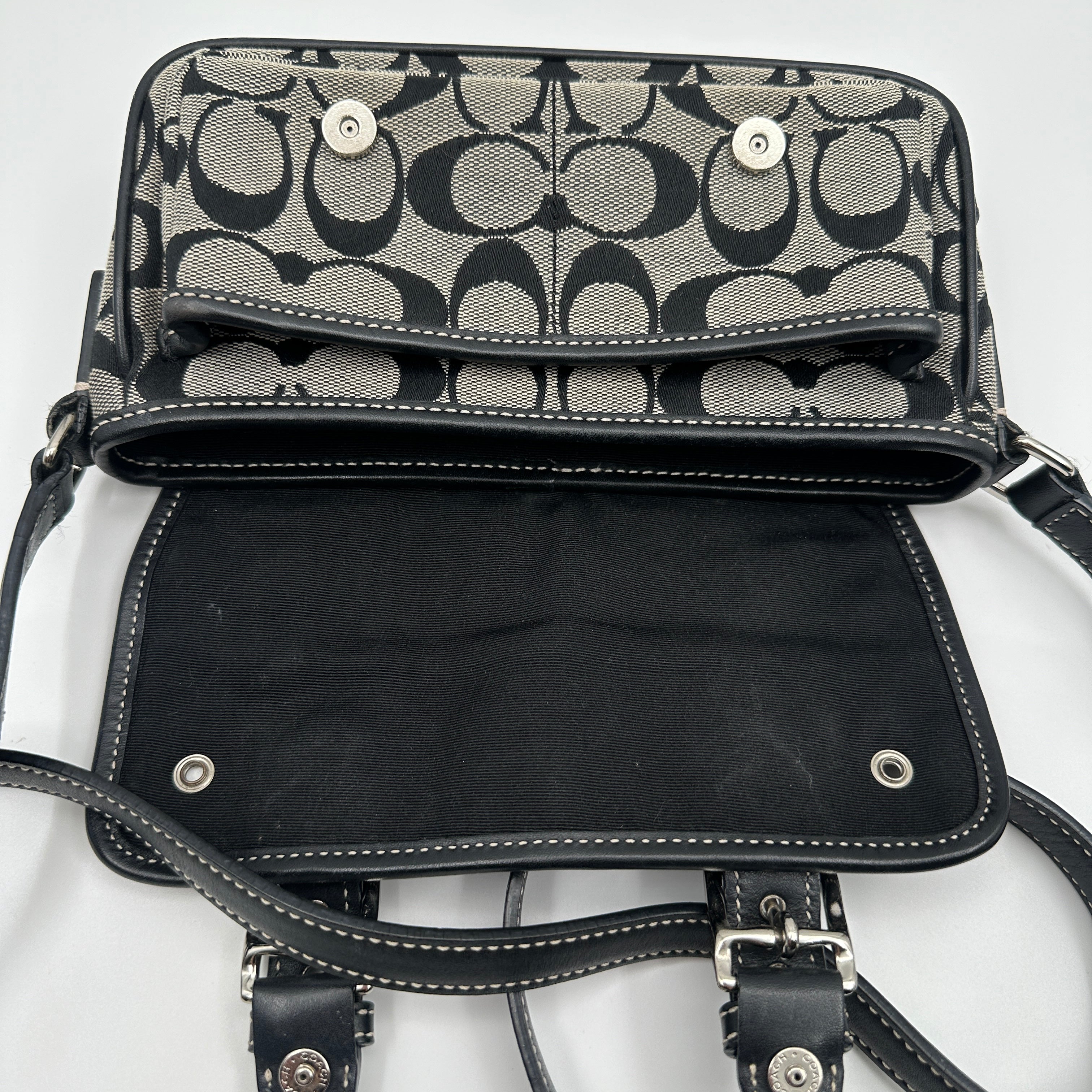Mini Shoulder Bag Signature Canvas, Leather