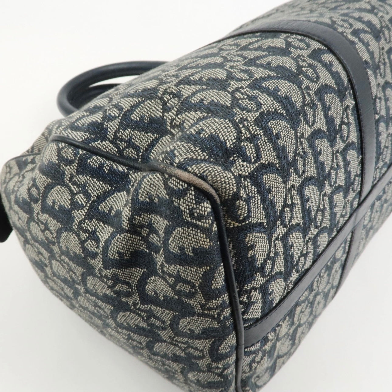 Christian Dior Jacquard Boston-  Navy, Leather.