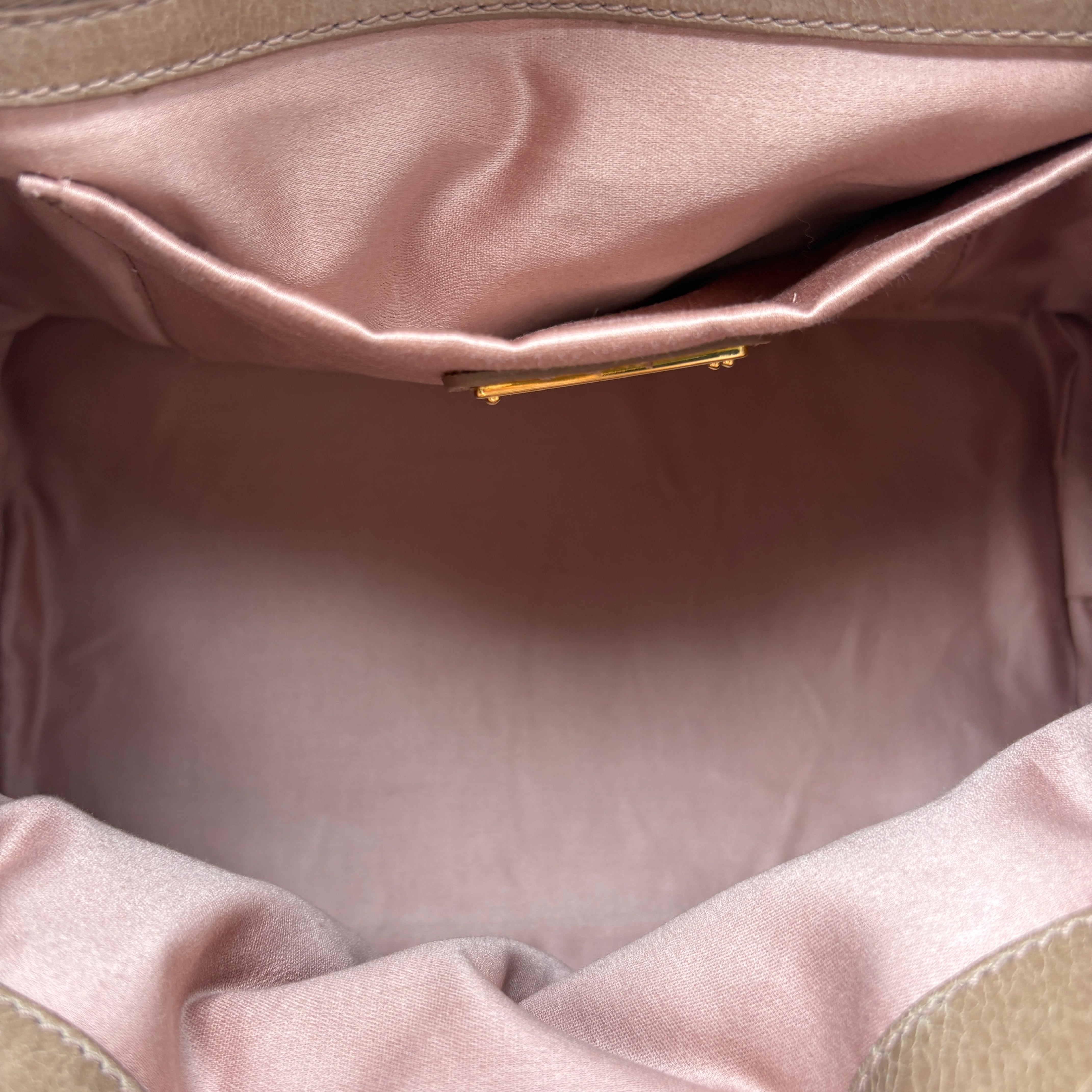Miu Miu Leather Brown Gathered Handle Shoulder Bag