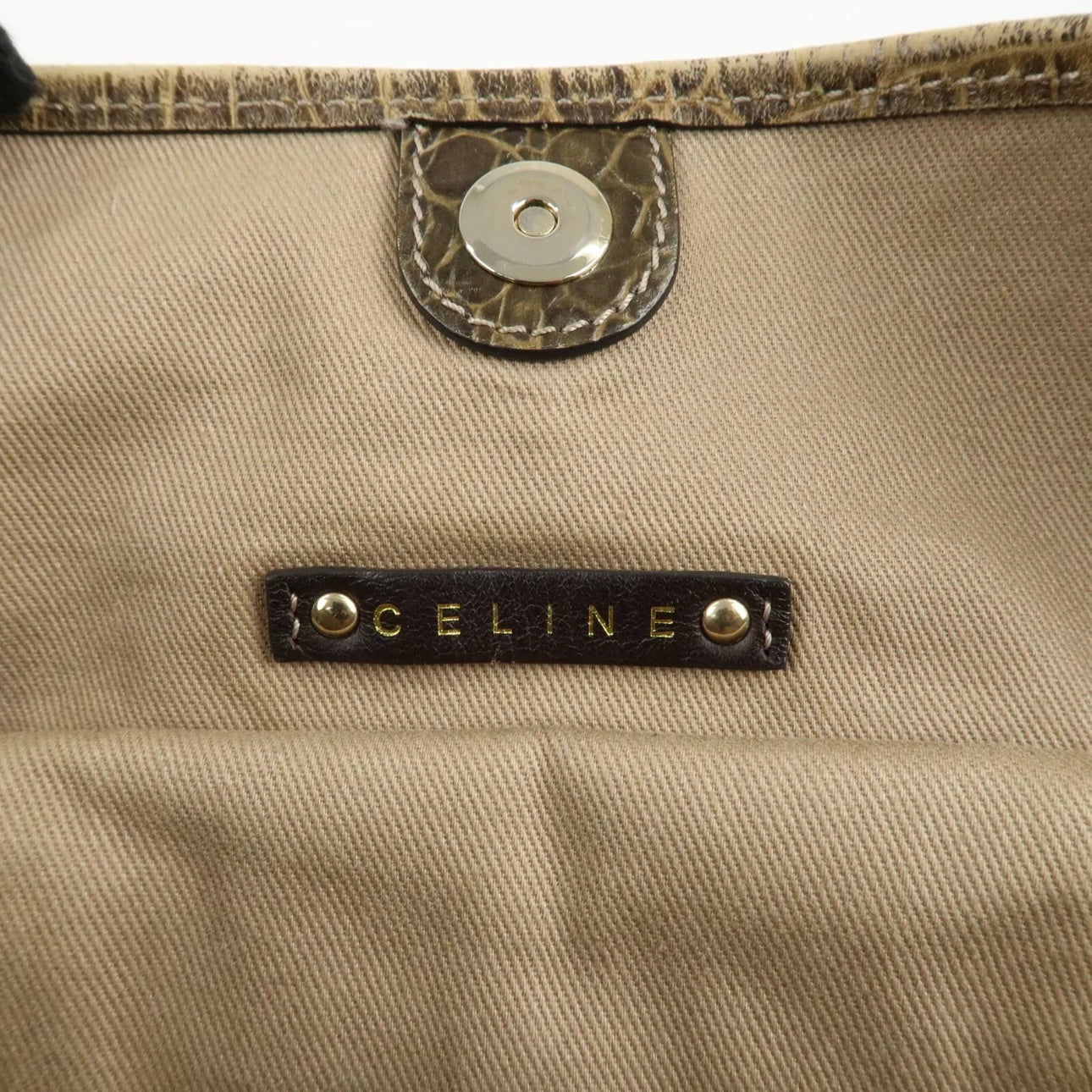 CELINE Macadam Bitter Sweet Canvas Leather Tote Bag - Beige Khaki, Canvas, Leather