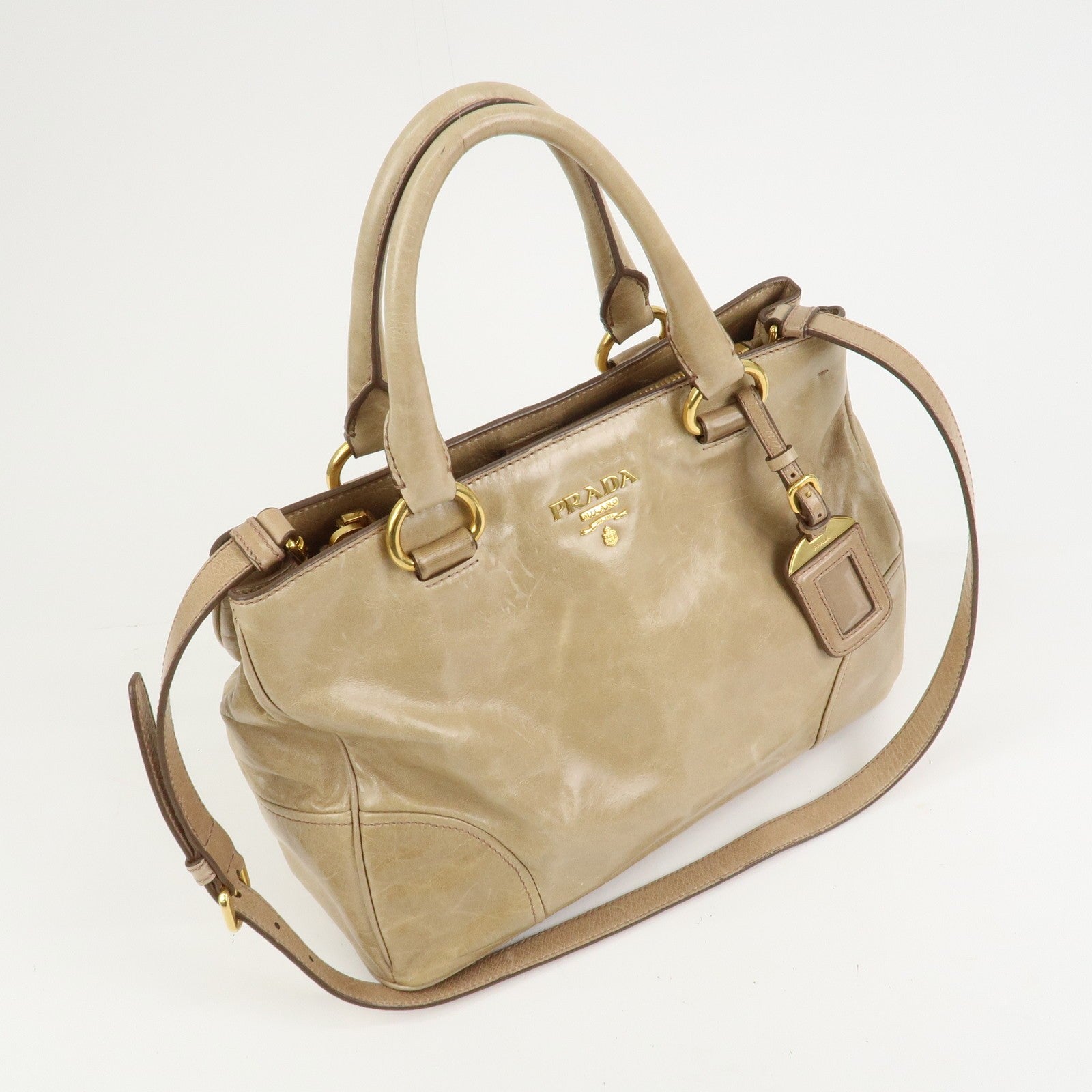 Prada 2Way Bag Hand Bag - Beige, Leather