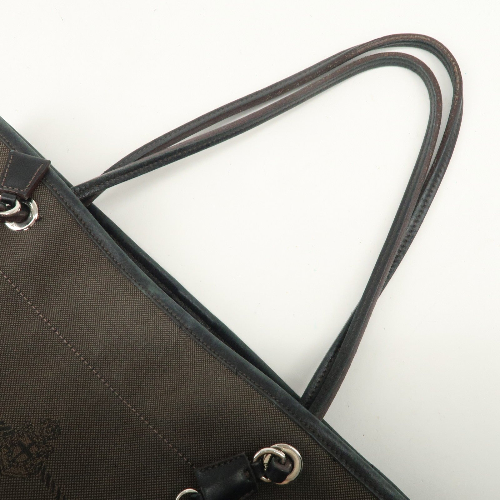 Prada Logo Jacquard Tote Bag - Dark Brown, Leather