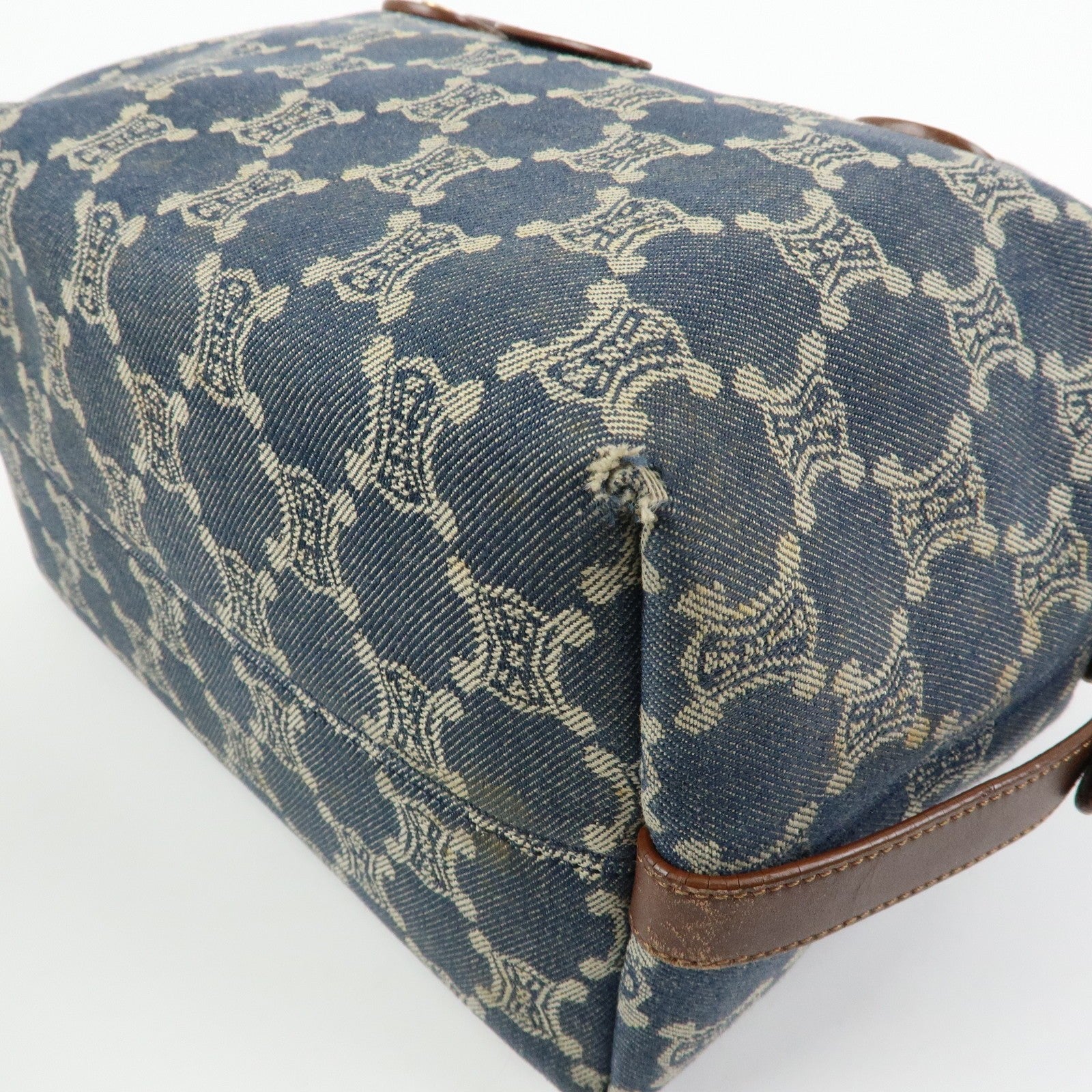 Celine Macadam Shoulder Bag - Blue, Denim and Leather