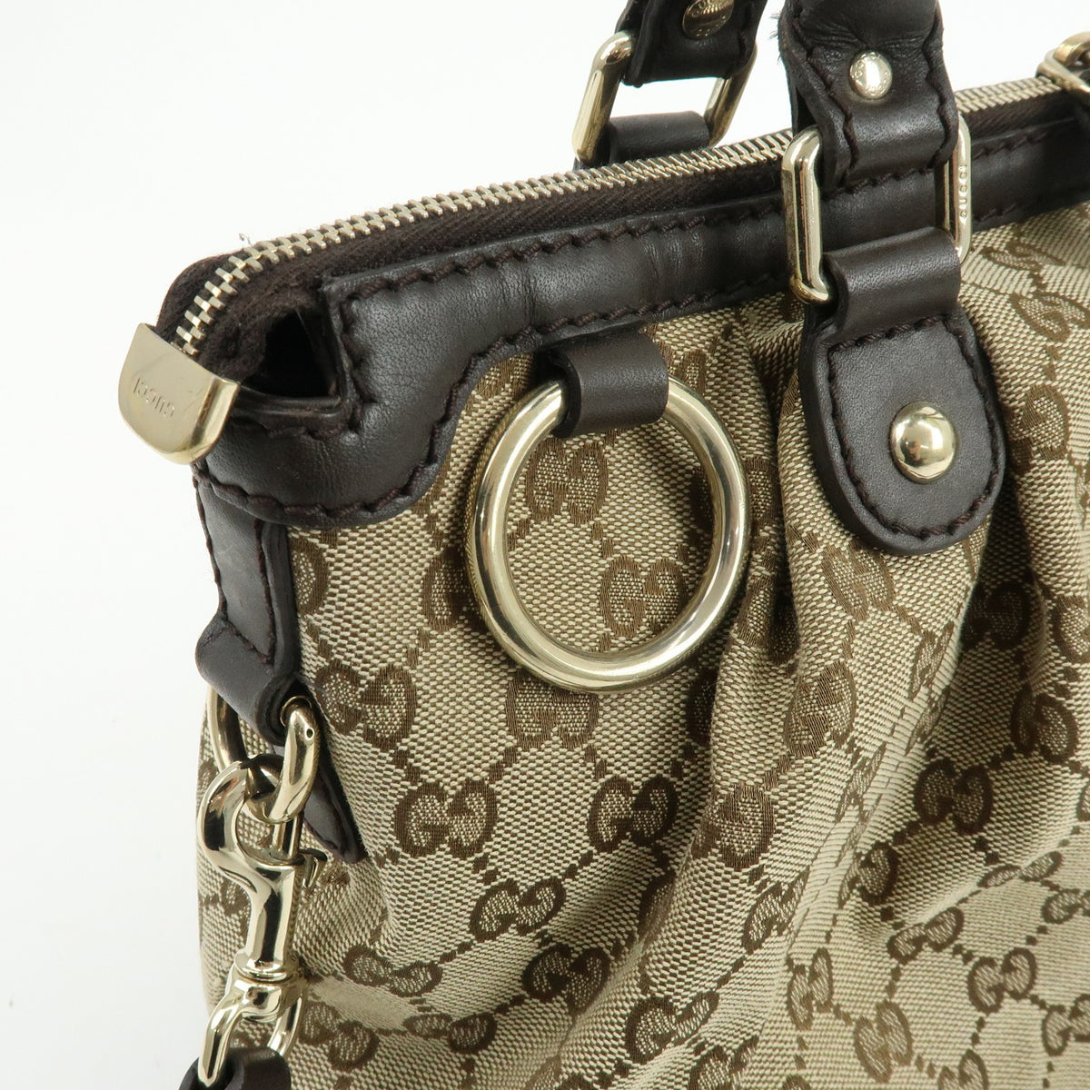 Gucci 2Way Bag - Beige Brown, GG Canvas Leather