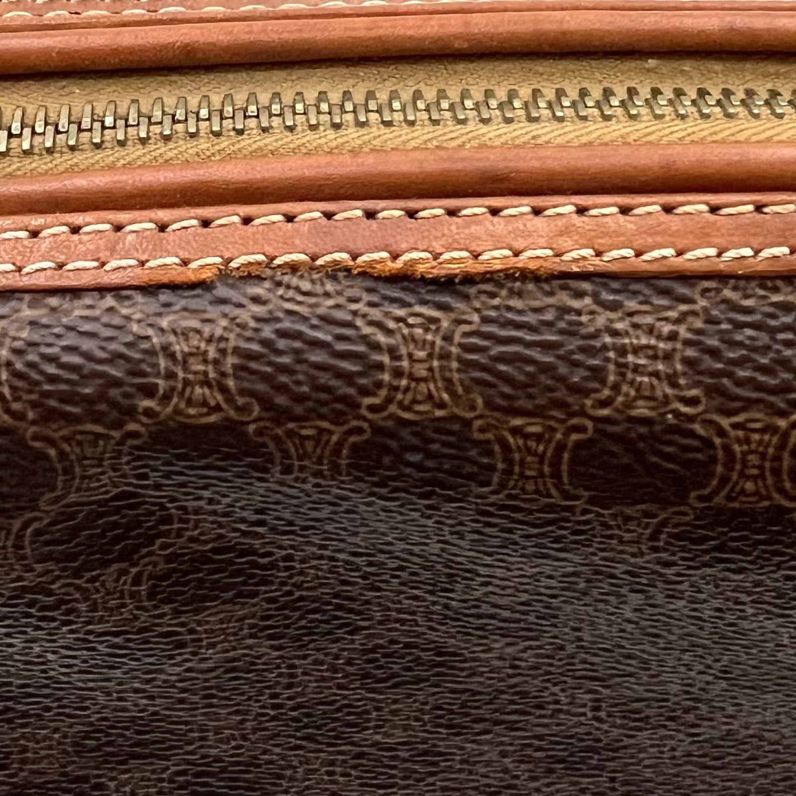 Celine Macadam Cosmetic Pouch - Brown, PVC Leather