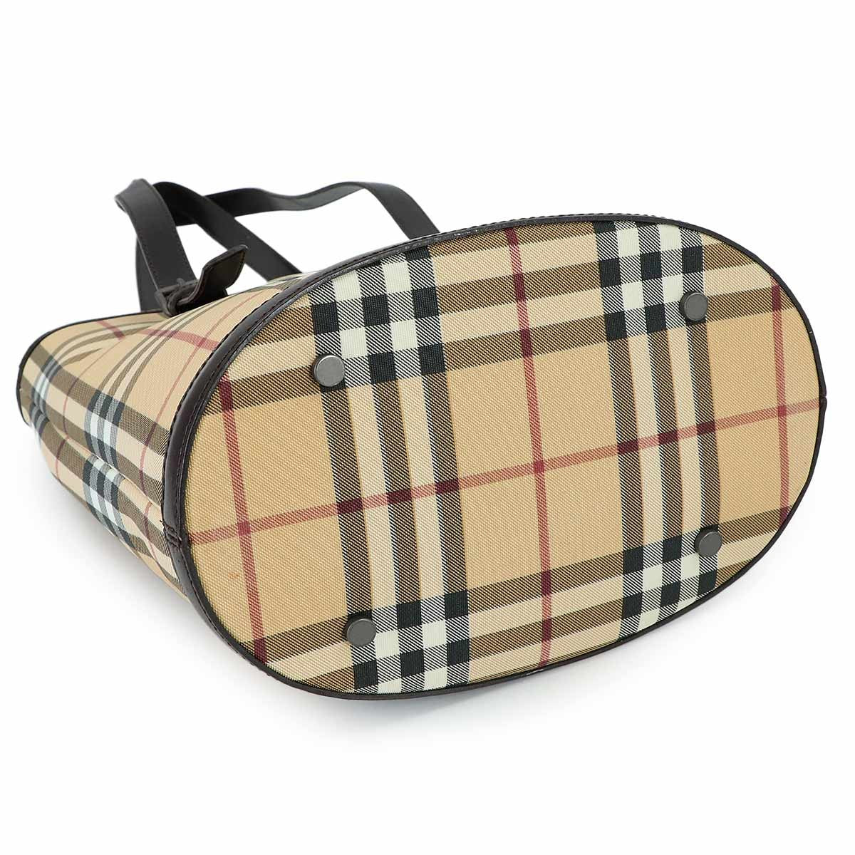 Burberry Plaid Tote Bag - Beige, PVC Leather