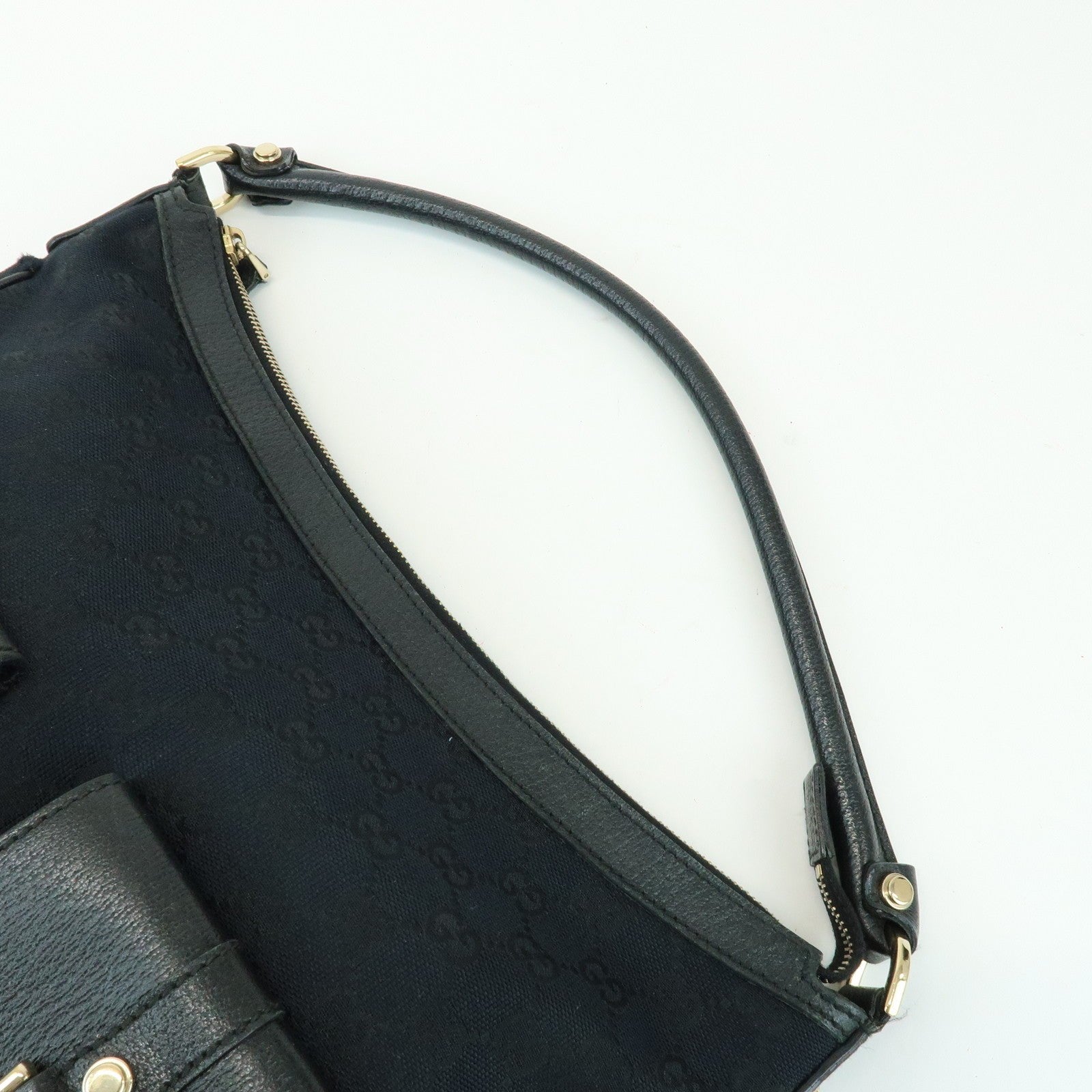 Gucci Shoulder Hand Bag - Black, GG Canvas, Leather