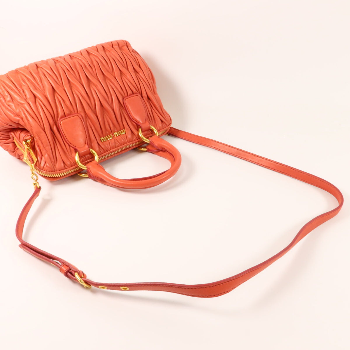 Miu Miu GHW 2 Way Shoulder Bag - Red, Lambskin Leather
