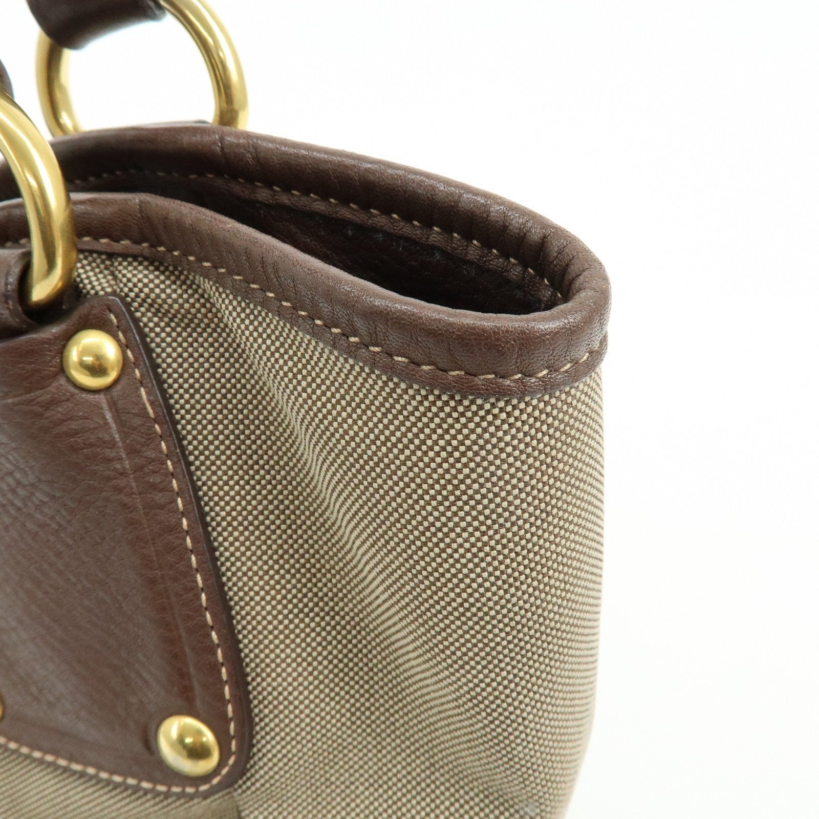 Prada Logo Jacquard Tote Bag - Beige Brown, Leather