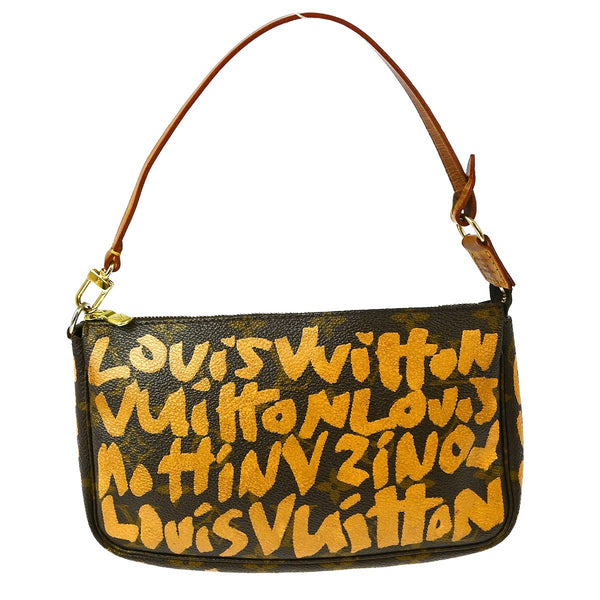 Louis Vuitton Pochette Accessoires Handbag - Khaki, Monogram Graffiti Canvas, Leather 
