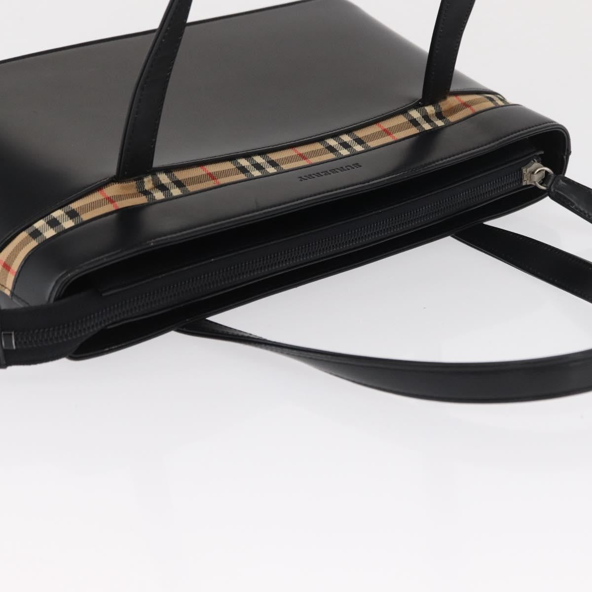 Burberry Nova Check Hand Bag - Black/Silver, Leather