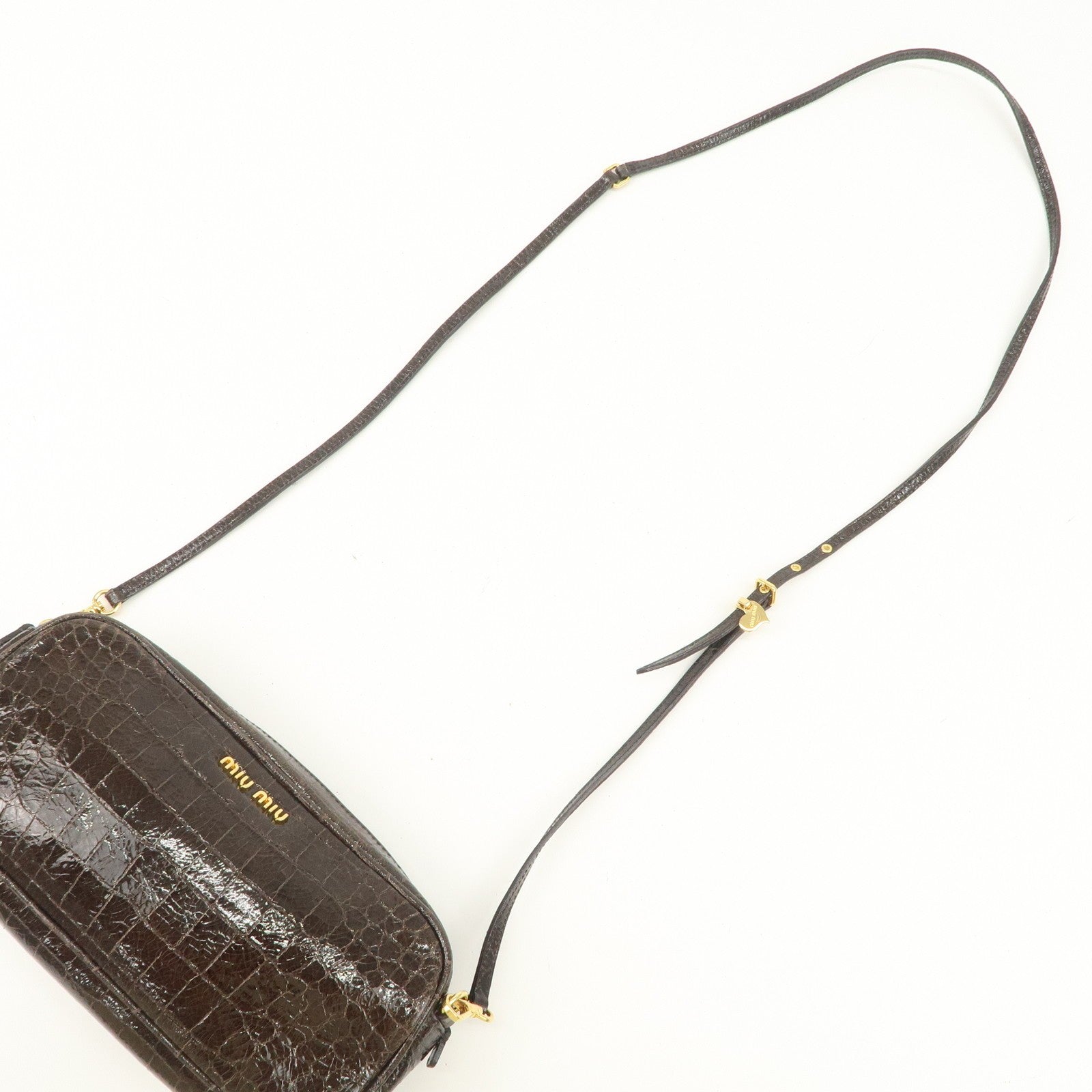 Miu Miu Shoulder Crossbody Bag - Dark Brown, Embossed Leather 