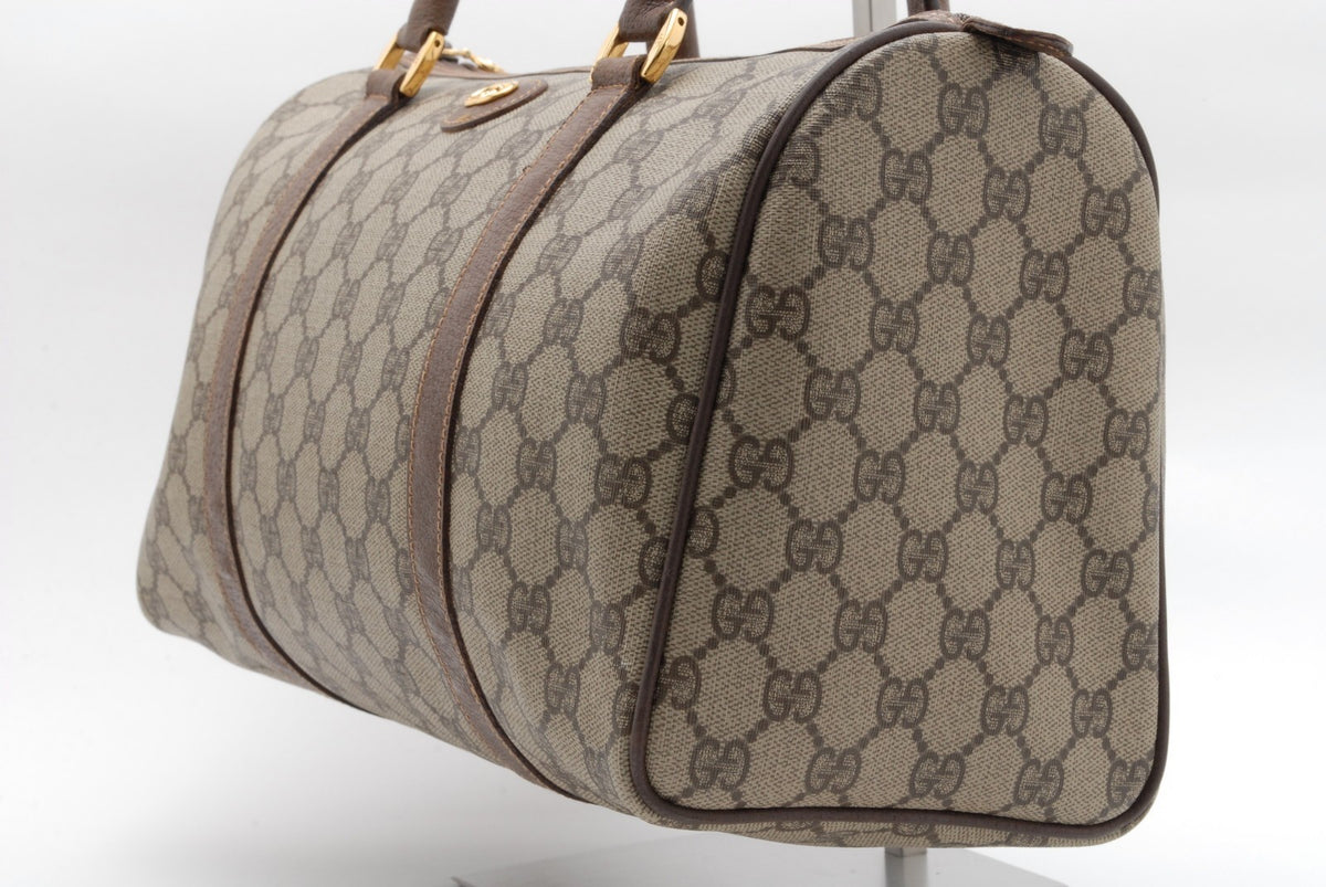 Gucci Vintage GG Supreme Boston Handbag - Brown Beige, PVC Leather