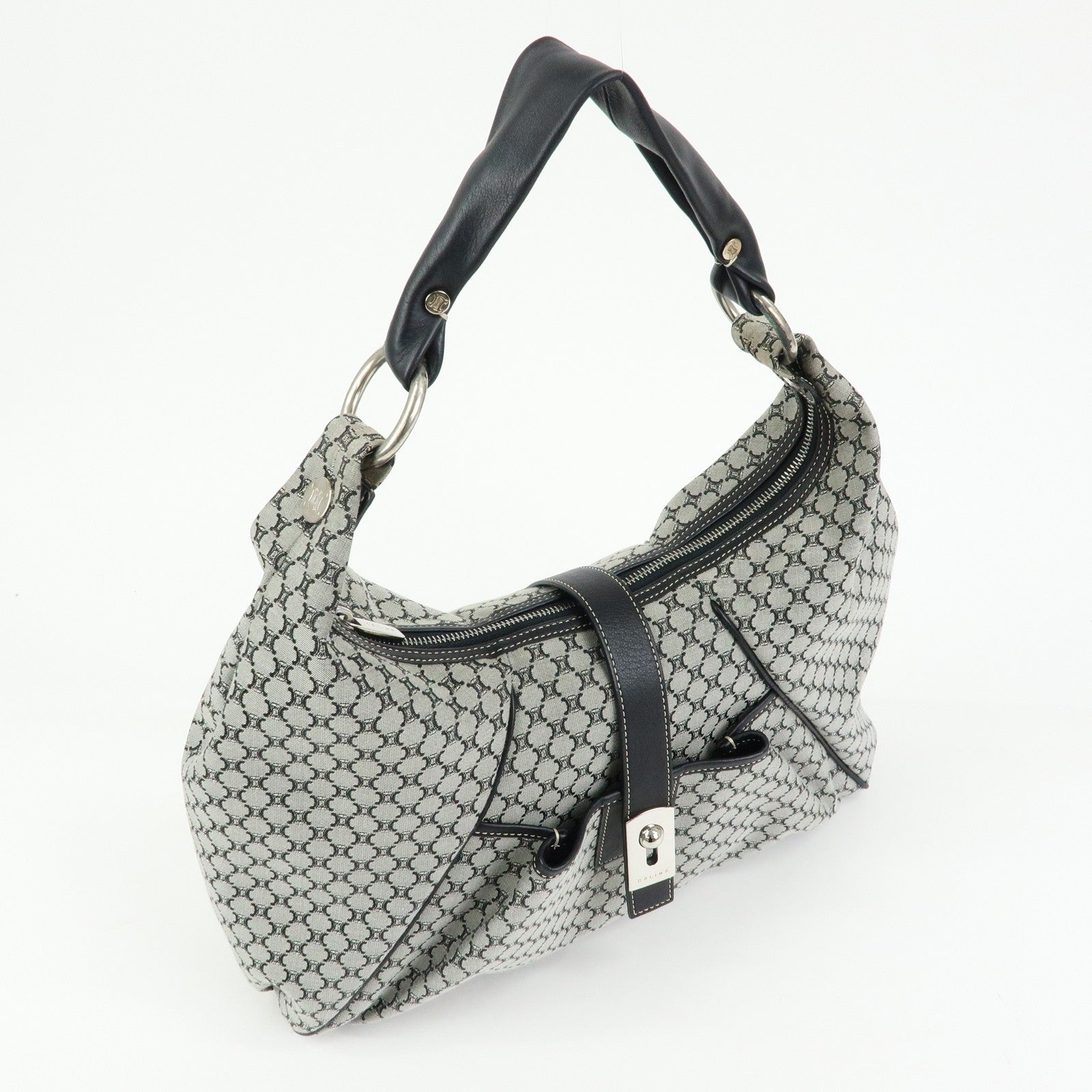 Celine Macadam Shoulder Bag - Grey, Canvas and Leather