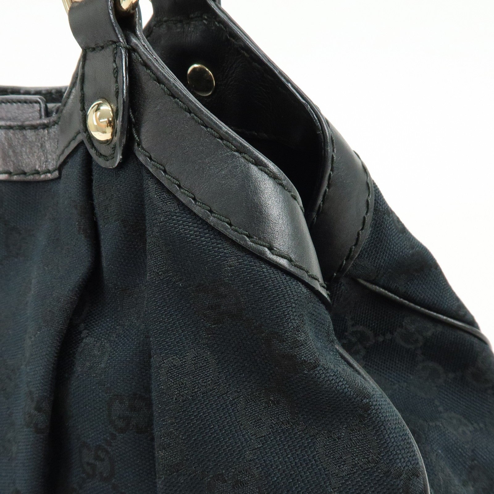 GUCCI Sukey GG Canvas Leather Tote Bag Hand Bag Black