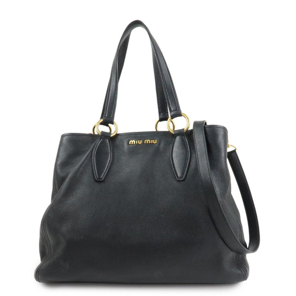Miu Miu Logo 2Way Bag - Black, Leather 
