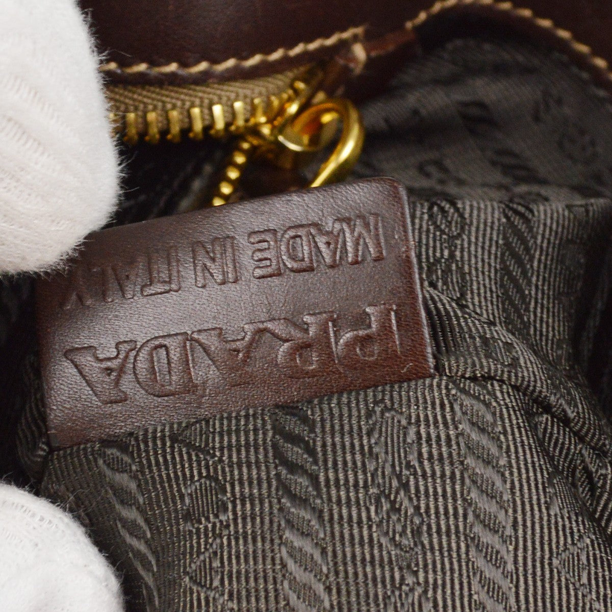 Prada Logo Jacquard Tote Bag - Brown, Canvas & Leather