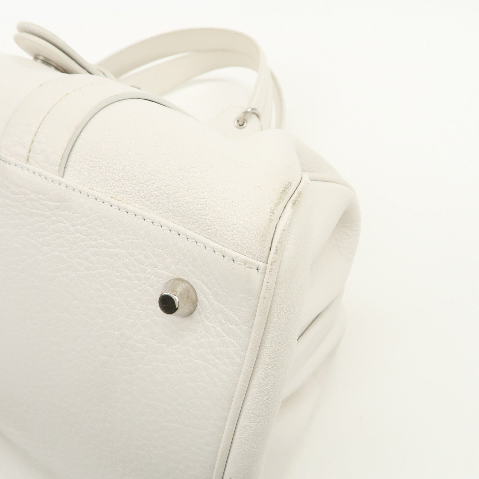 Christian Dior Logo Hand Bag - White, Leather