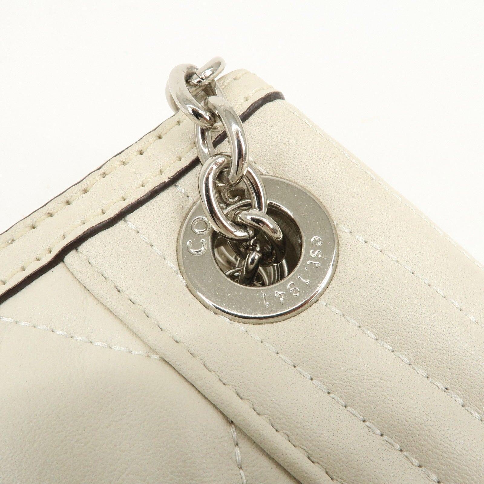 Coach Leather Chain Shoulder Bag - Ivory, Leather