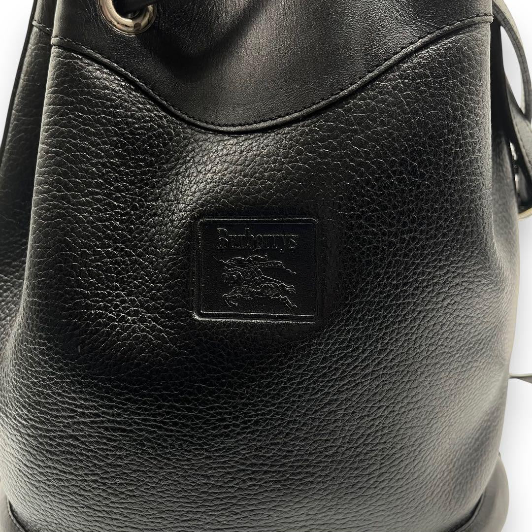 Burberry Bucket Shaped Drawstring Shoulder Bag - Black, Leather