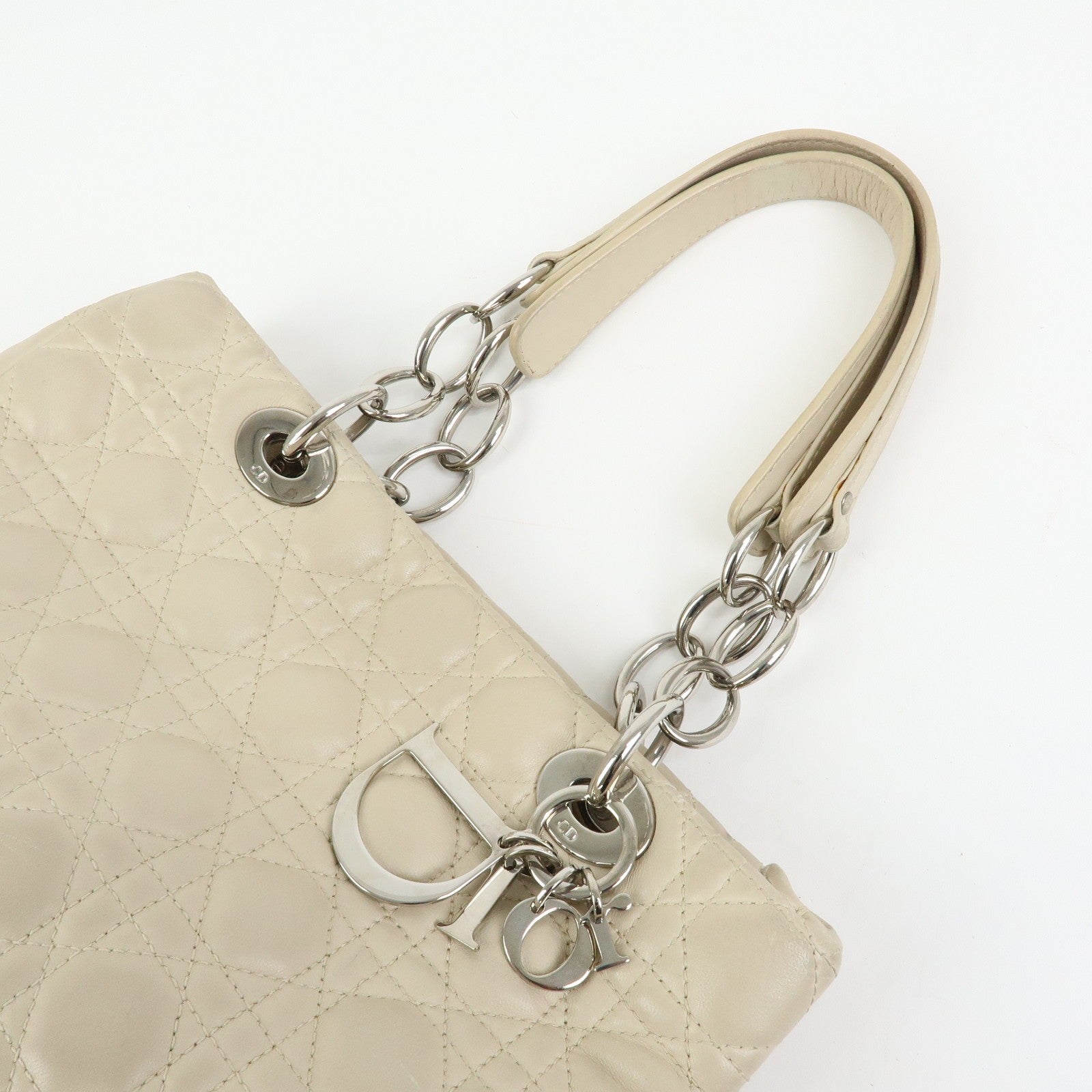 Christian Dior Lady Dior Hand Bag - Ivory, Lamb Skin