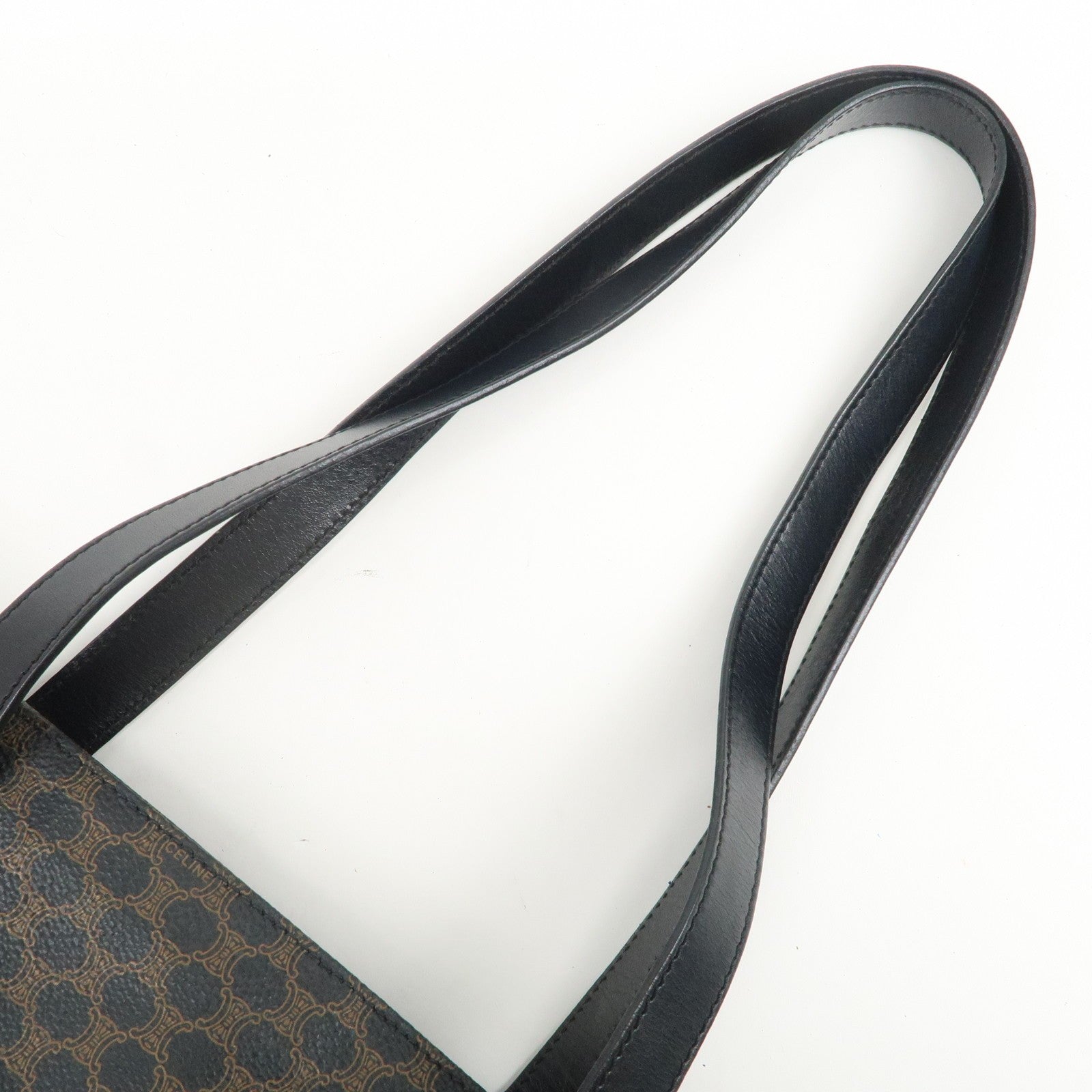 Celine Macadam Logo Tote Bag - Black and Brown, PVC Coated Canvas and Leather 