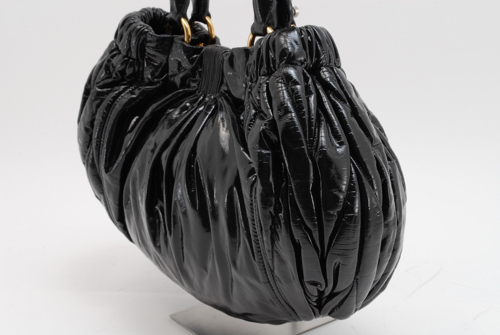 Miu Miu 142 Tote Shoulder Bag - Black, Patent Leather