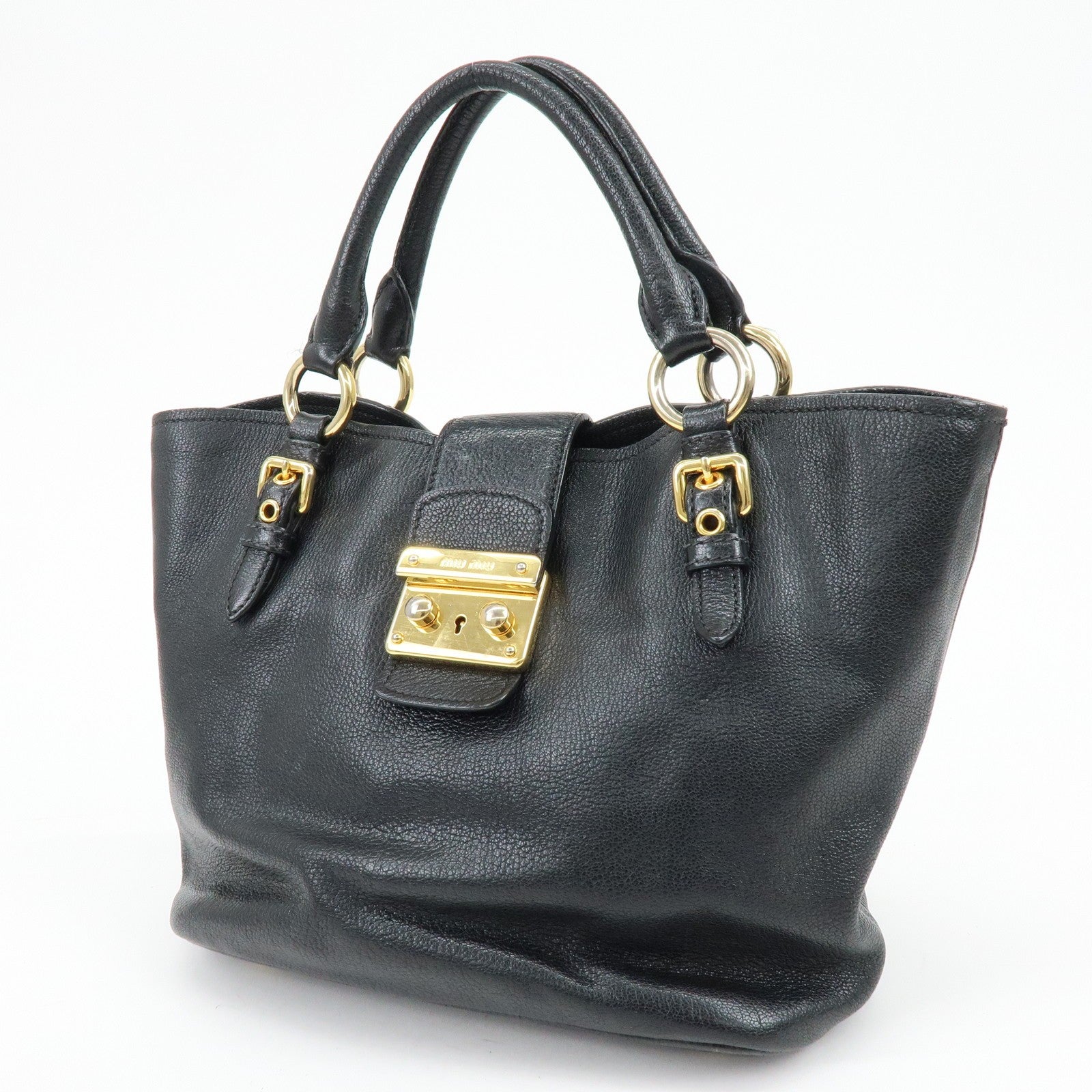 Miu Miu Madras Hand Bag - Black, Leather