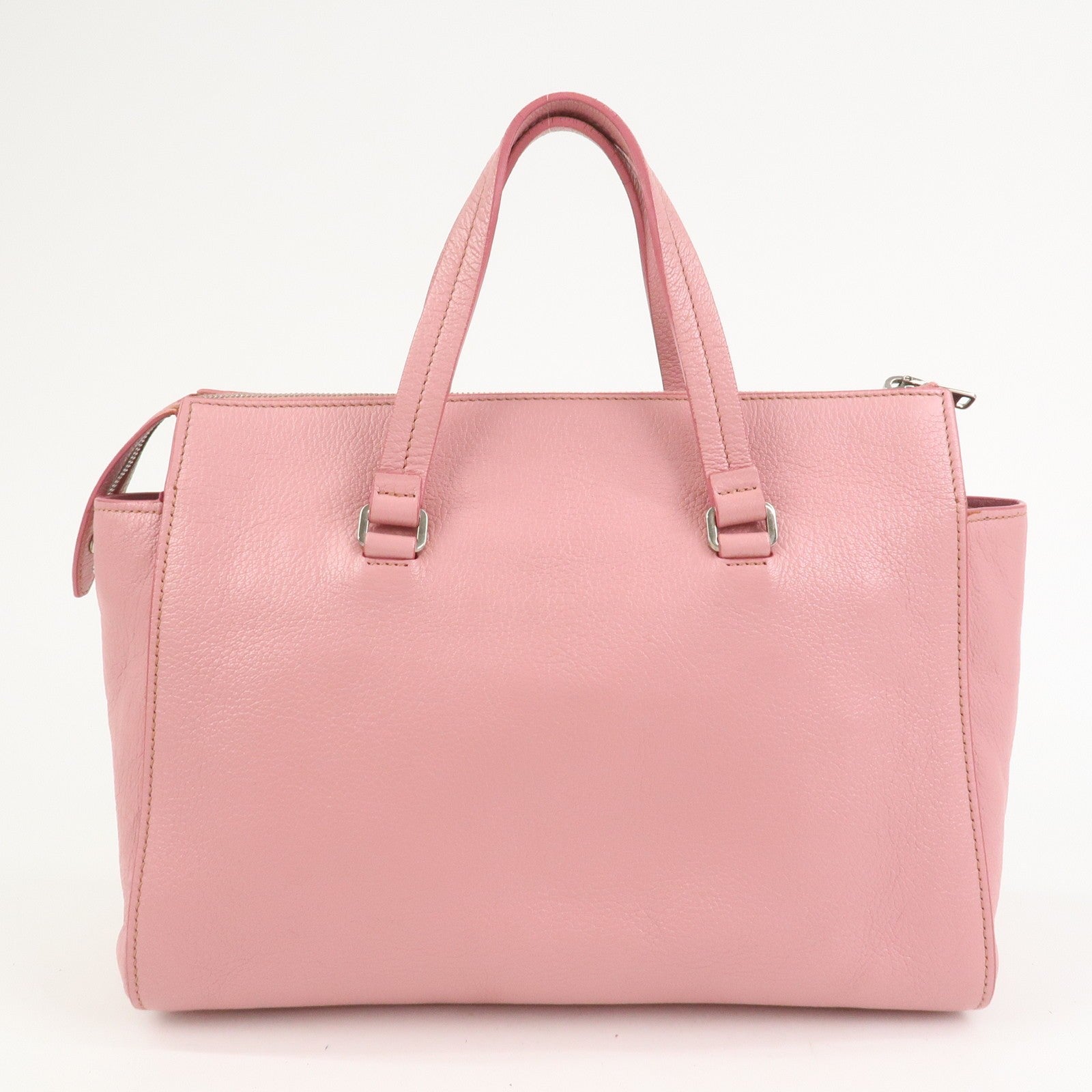 Miu Miu Logo Madras Hand Bag - Pink, Leather 