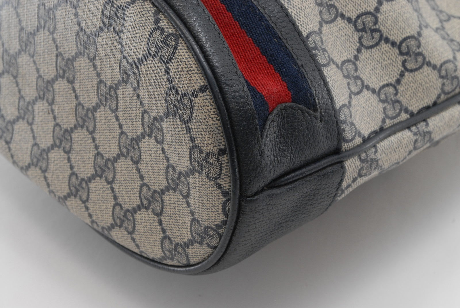 Gucci Vintage GG Sherry Line Drawstring Shoulder Bag - Navy, PVC Leather