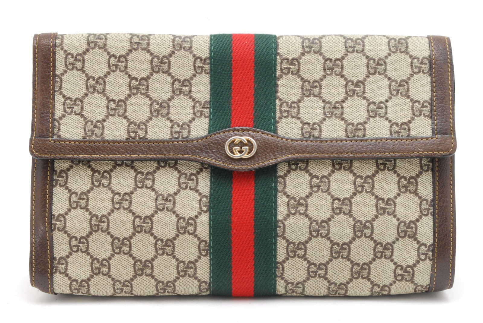 Gucci GG Supreme Web Clutch - Beige, PVC