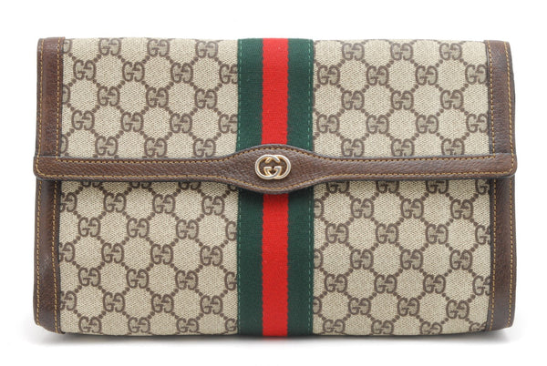 Gucci GG Supreme Web Clutch - Beige, PVC