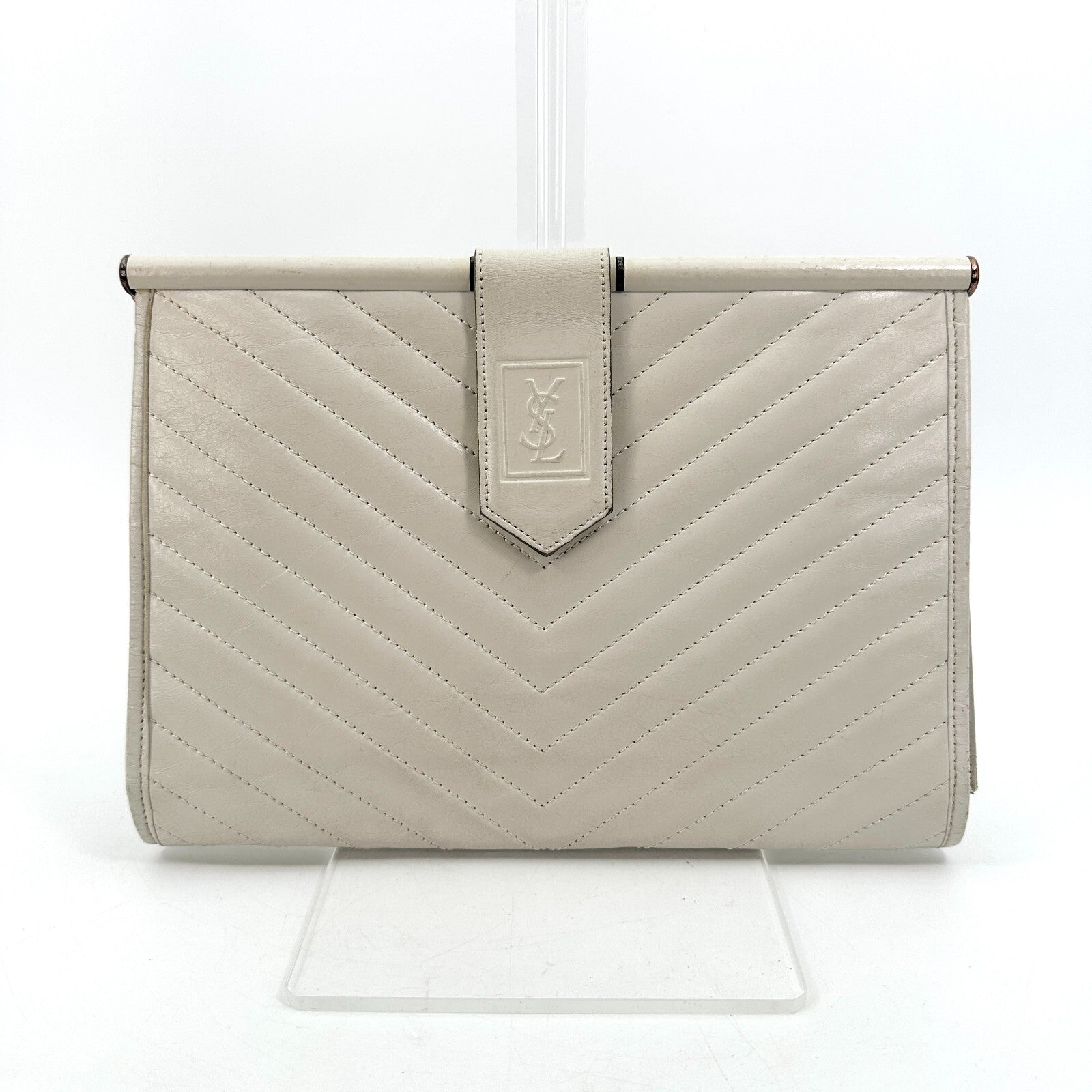 Saint Laurent Yves Saint Laurent Clutch Bag - Ivory, Leather