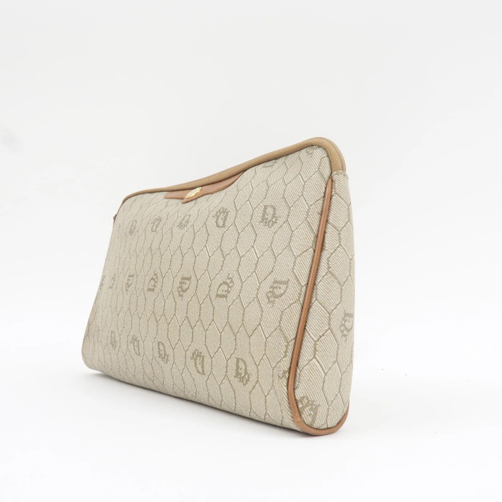 Christian Dior Honeycomb Clutch Bag - Beige, PVC Leather