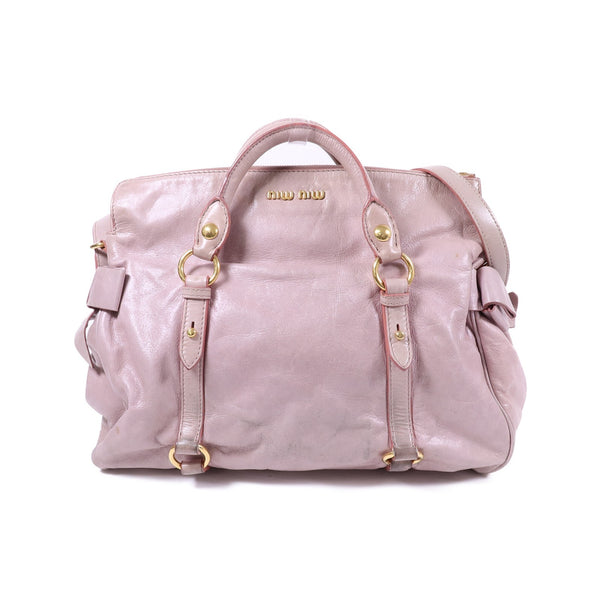 Miu Miu GHW Vitello Lux 2way Shoulder Bag - Pink, Calfskin Leather 