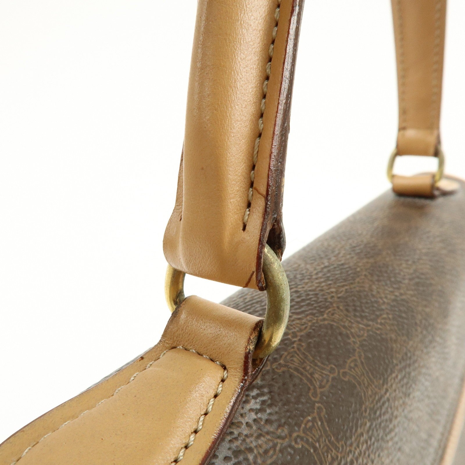 Celine Macadam Hand Bag - Brown Beige, PVC Leather 