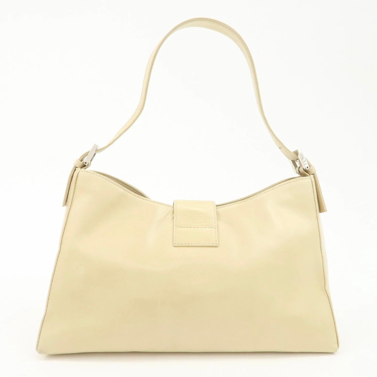 FENDI Leather Shoulder Bag Bag Beige Silver