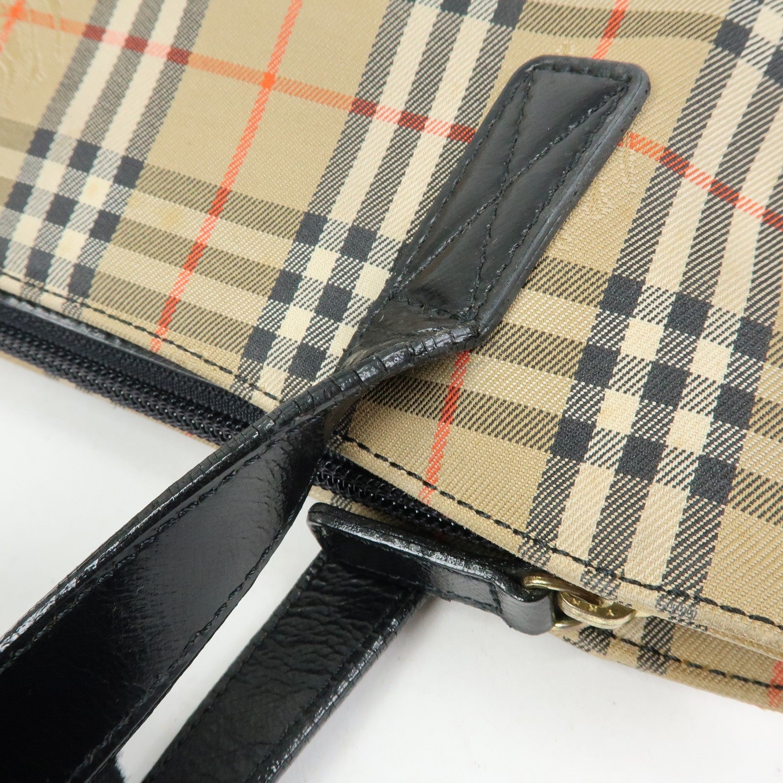 Burberry Nova Plaid Tote Shoulder Bag - Beige, Canvas and Leather
