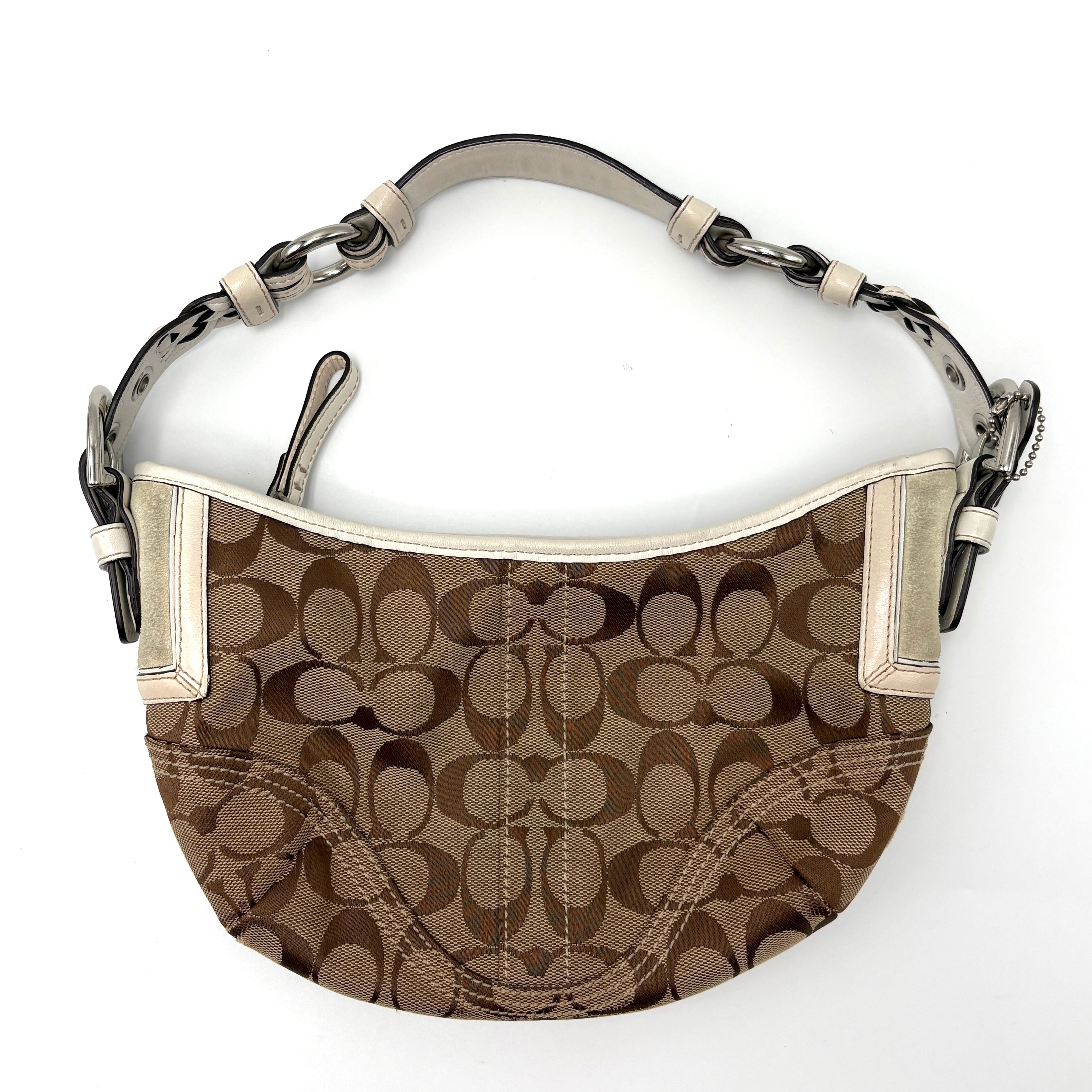 Coach Signature white hobo bag