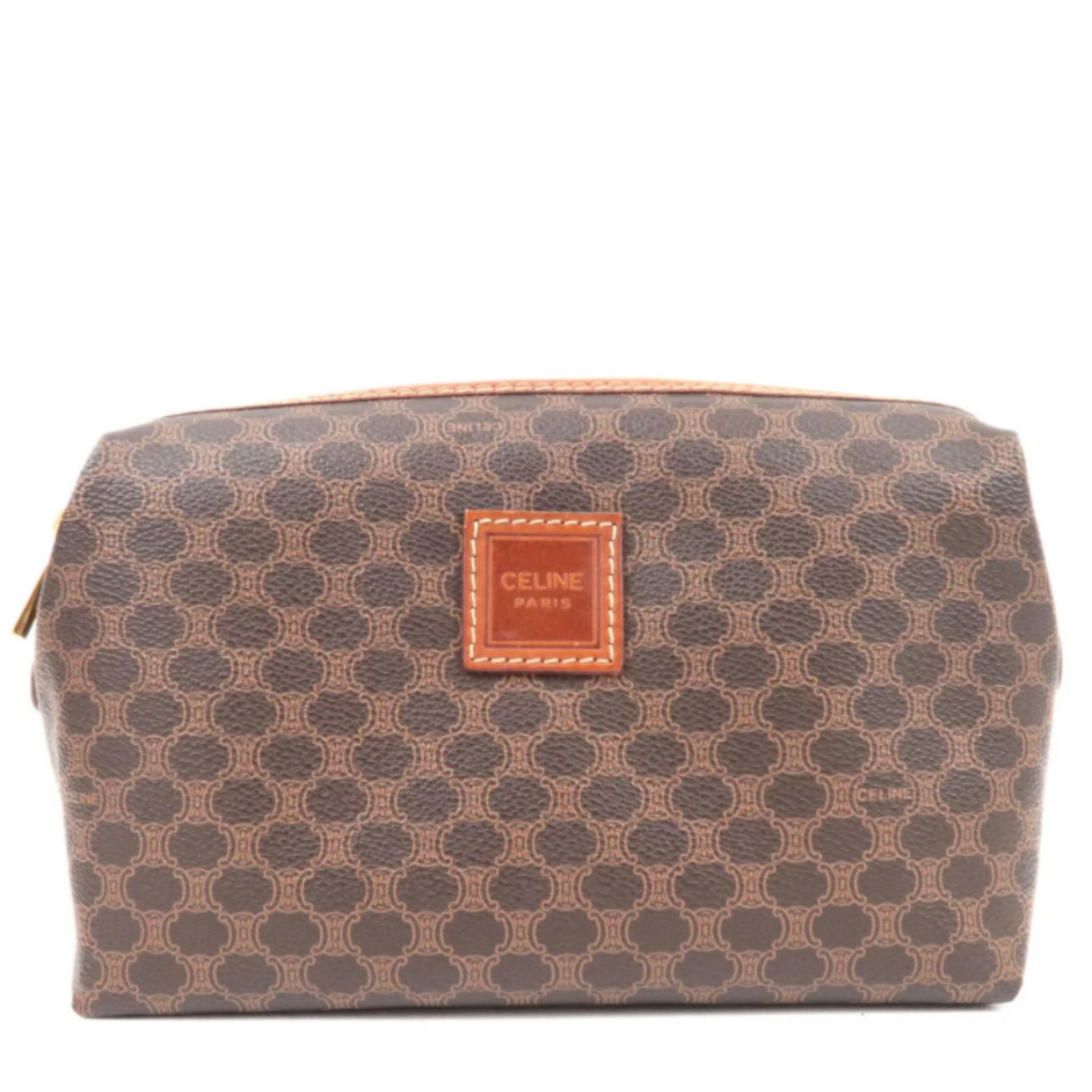 Celine Macadam Cosmetic Pouch - Brown, PVC Leather 