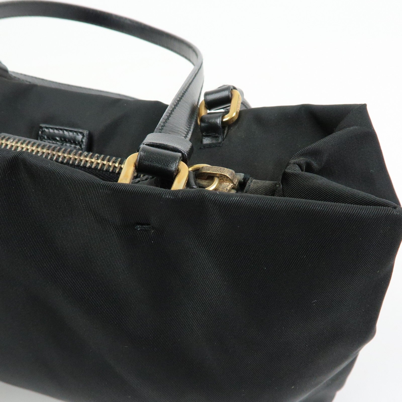 Prada Triangle Logo Tote Bag - Black, Nylon and Leather