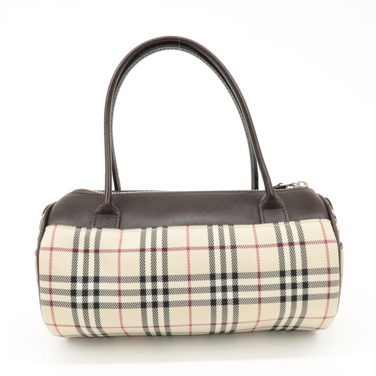 Burberry Nova Plaid Hand Bag - Beige Brown, Leather Canvas