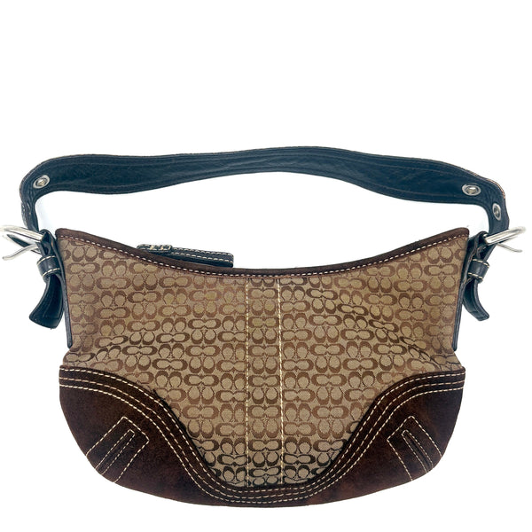 Coach Suede Bag- brown, gold metal