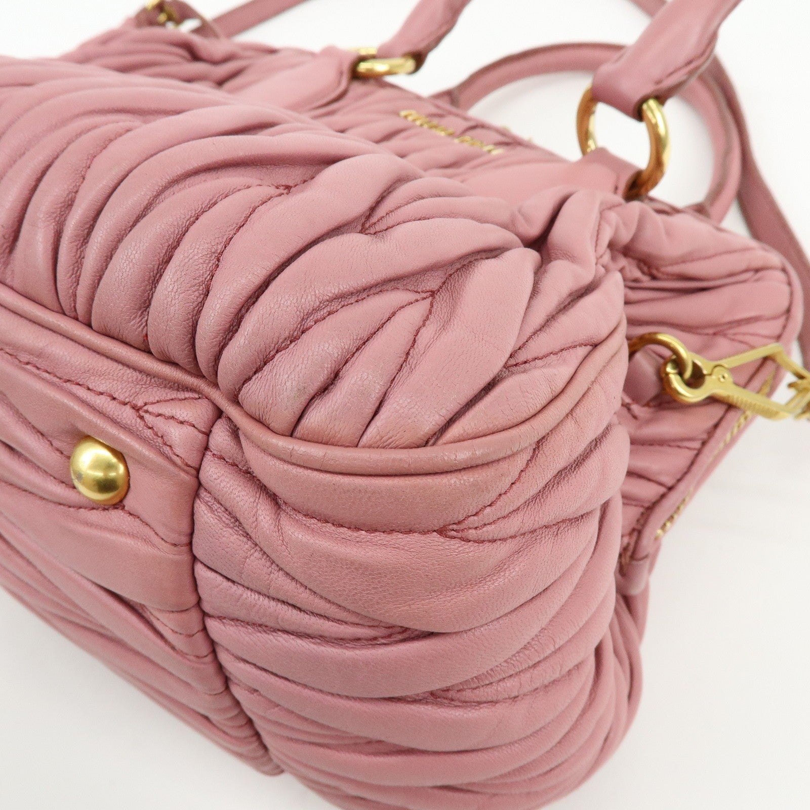Miu Miu Matelasse 2Way Hand Bag - Pink, Nappa Leather