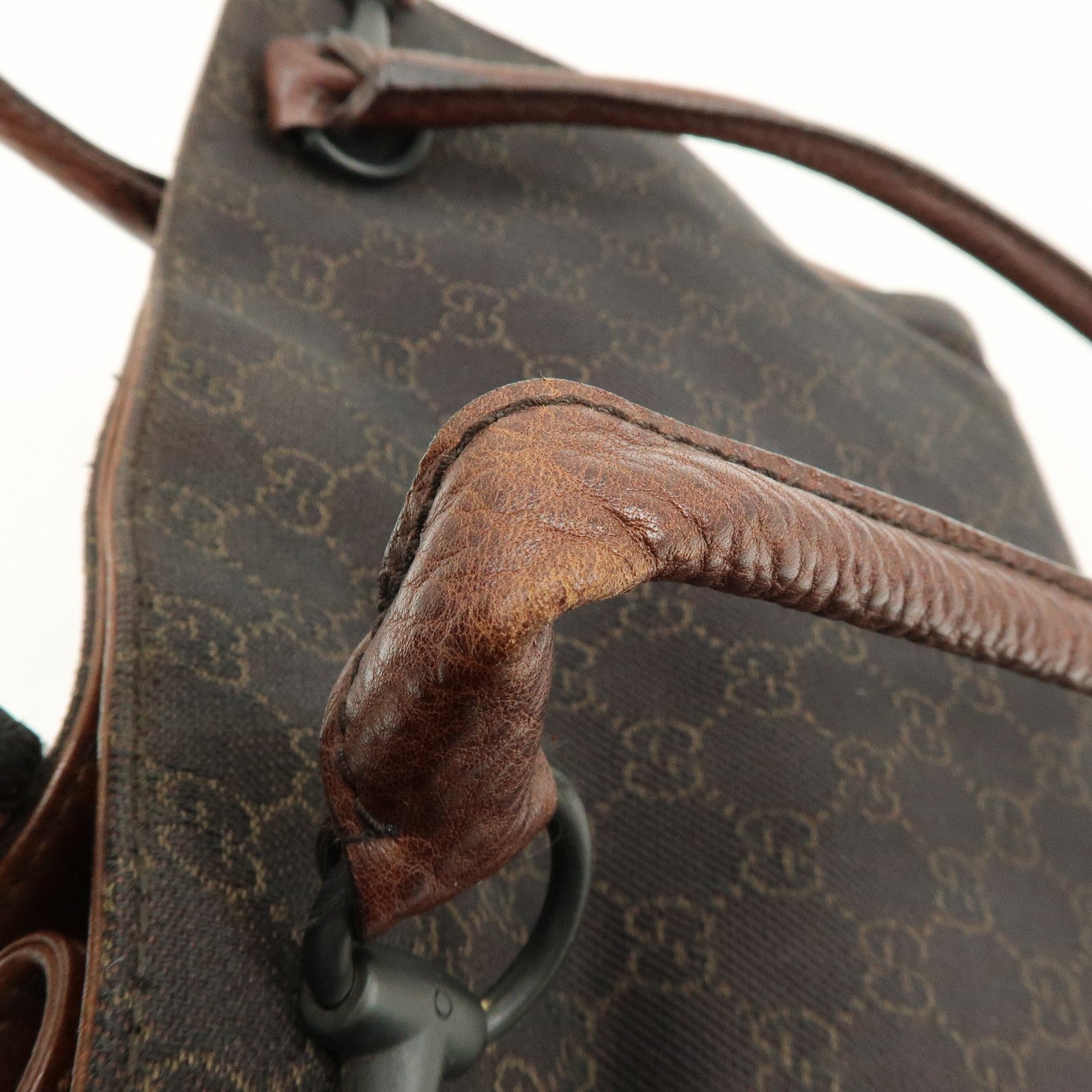 Gucci Denim Tote Bag - Brown, GG Canvas, Leather
