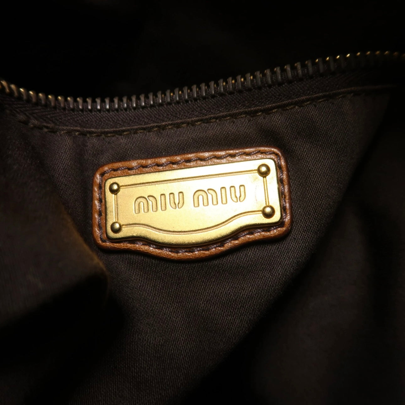 Miu Miu GHW 2 Way Shoulder Bag Calfskin Leather Brown