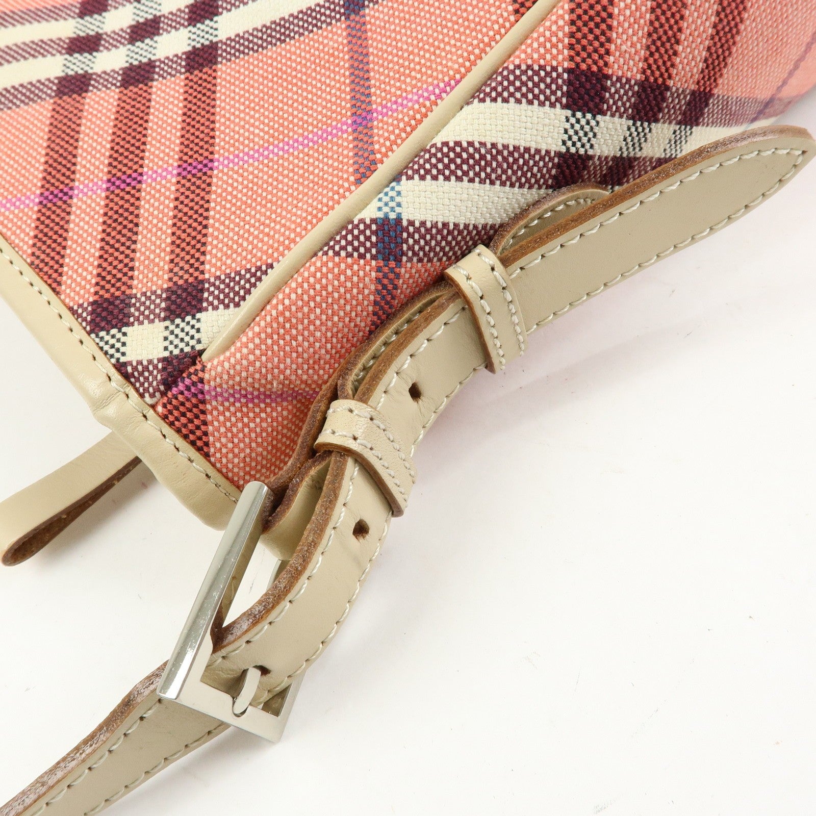 Burberry Shoulder Bag - Pink, Beige, Canvas, Leather