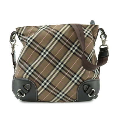 Burberry Nova Plaid Shoulder Bag - Brown, Canvas, Leather