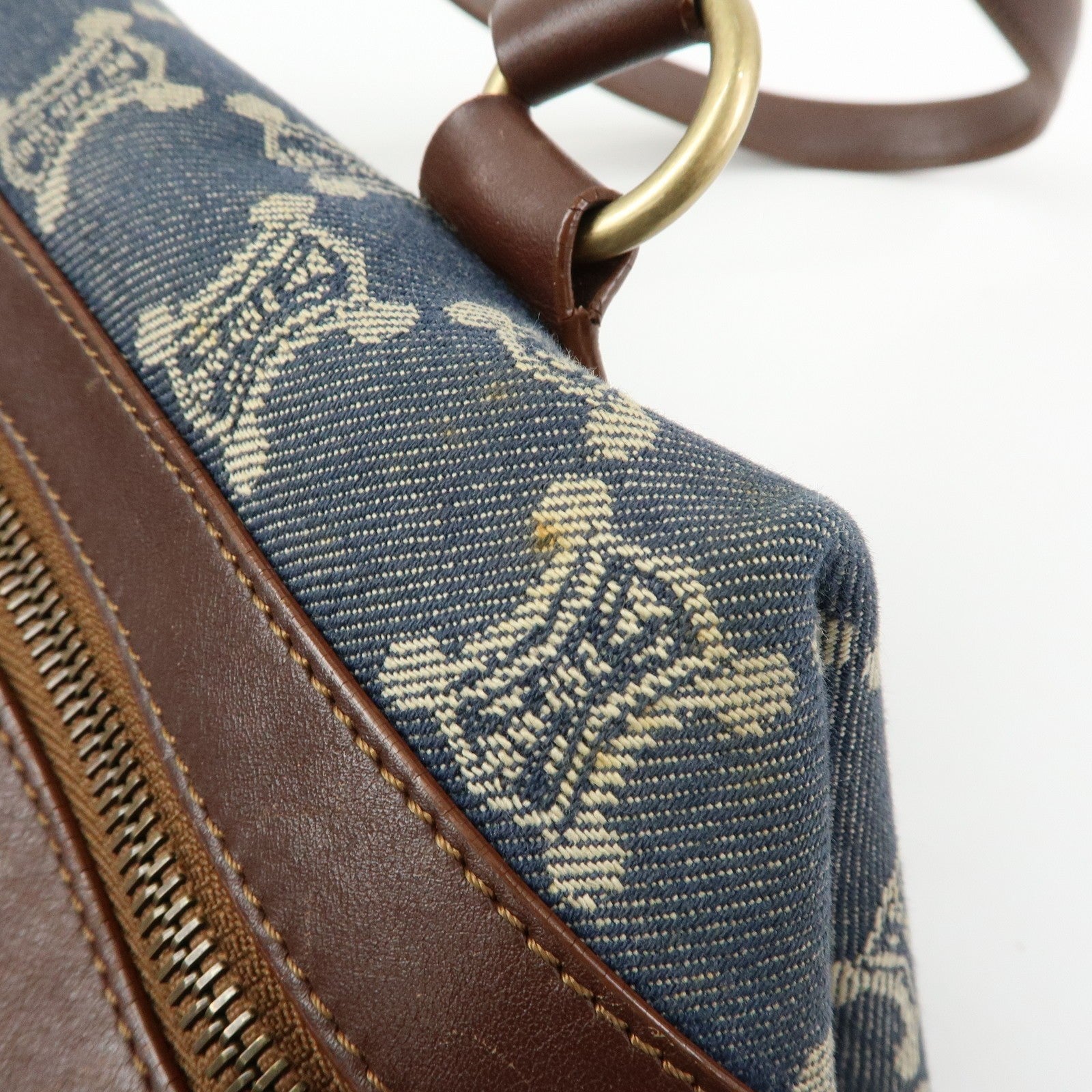 Celine Macadam Shoulder Bag - Blue, Denim and Leather