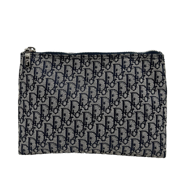 Christian Dior Trotter Mini Pouch Clutch Bag - Navy, Canvas 